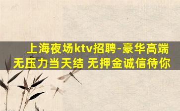 上海夜场ktv招聘-豪华高端无压力当天结 无押金诚信待你